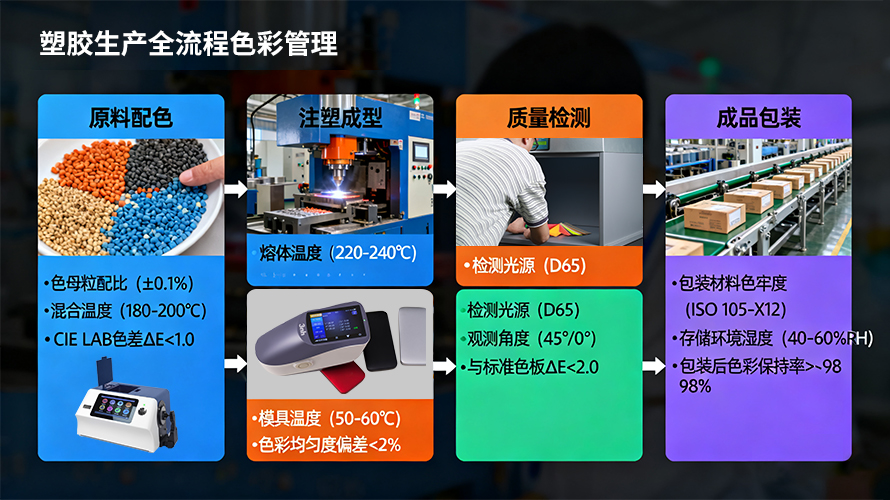塑胶生产全流程色彩管理示意图